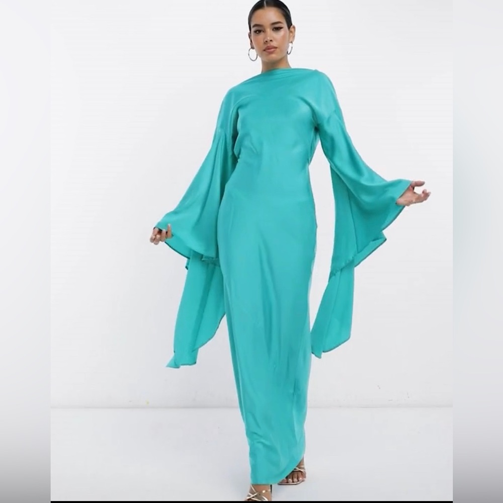 ASOS Satin Maxi Dress with Drape Sleeves